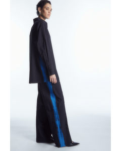 Painted Wool Straight-leg Trousers Navy / Bright Blue