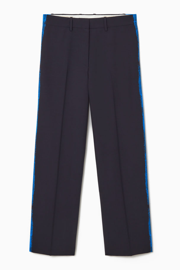 COS Painted Wool Straight-leg Trousers Navy / Bright Blue