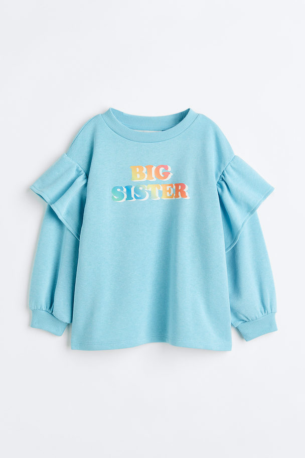 H&M Sibling Sweatshirt Light Turquoise/big Sister