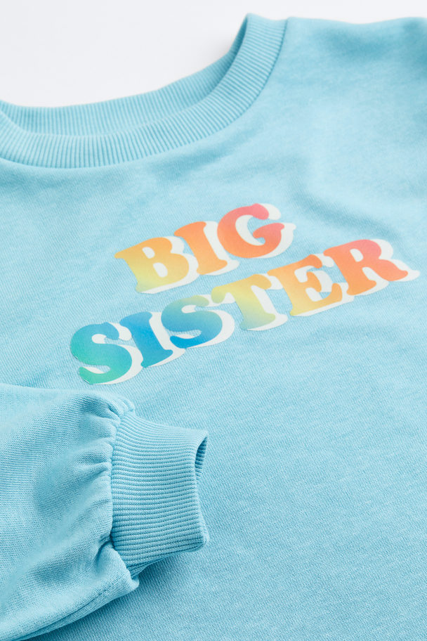 H&M Broertjes/zusjes-sweater Lichtturkoois/big Sister