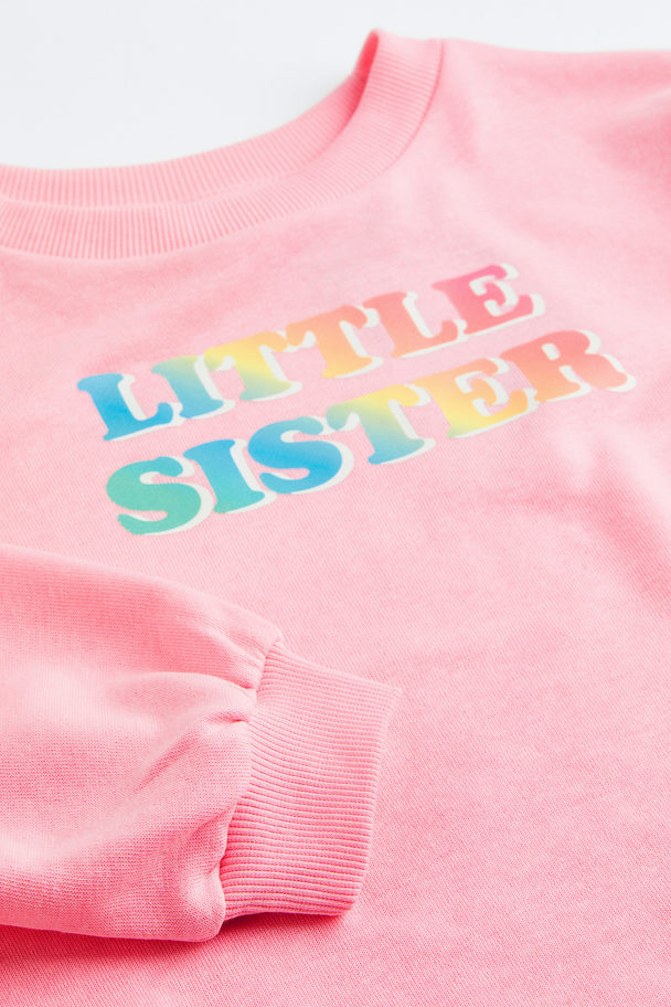 H&M Broertjes/zusjes-sweater Lichtroze/little Sister