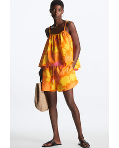 Relaxed-fit Printed Shorts Bright Orange