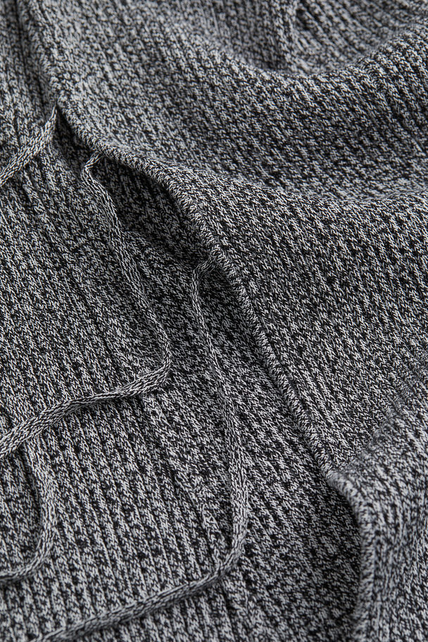H&M Ribgebreid Vest Met Strikbandjes Zwart/wit Gemêleerd