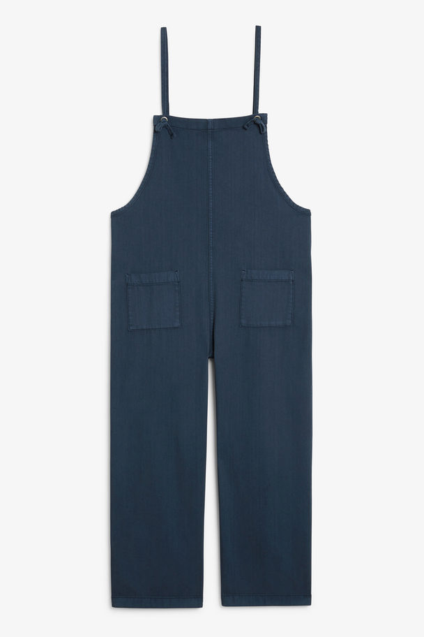 Monki Mellomblå Denim Snekkerbukse Mellomblå