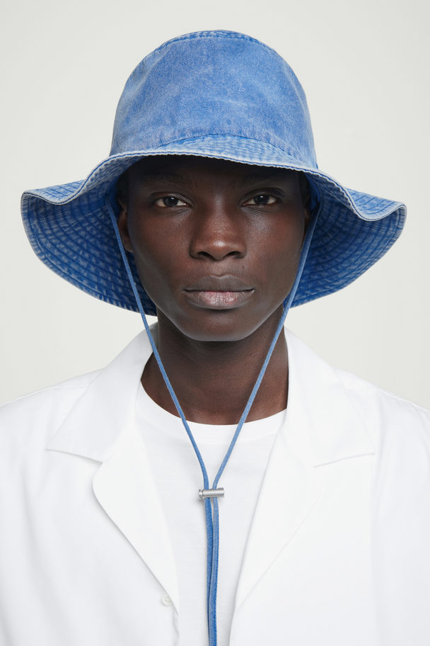 COS Drawstring Cotton Hat Blue