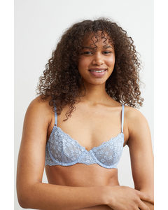 Non-padded Underwired Lace Bra Light Blue