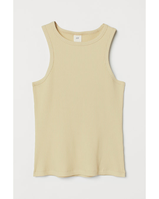 H&M Ribbed Vest Top Light Yellow