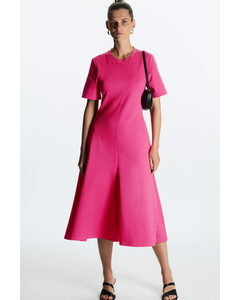 Short-sleeved Jersey Midi Dress Pink