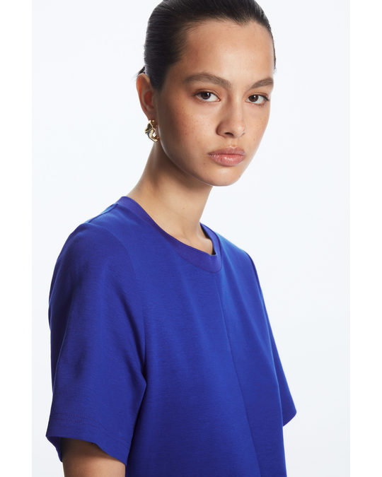 COS Short-sleeved Jersey Midi Dress Blue