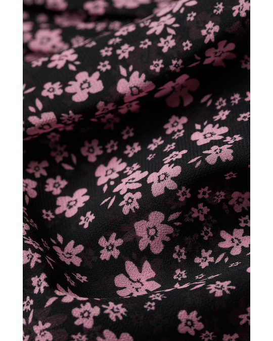 H&M Draped Top Black/pink Floral
