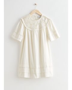 Crochet Collar Mini Dress White