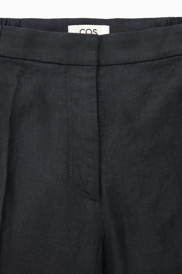 COS Wide-leg Tailored Linen Trousers Dark Navy