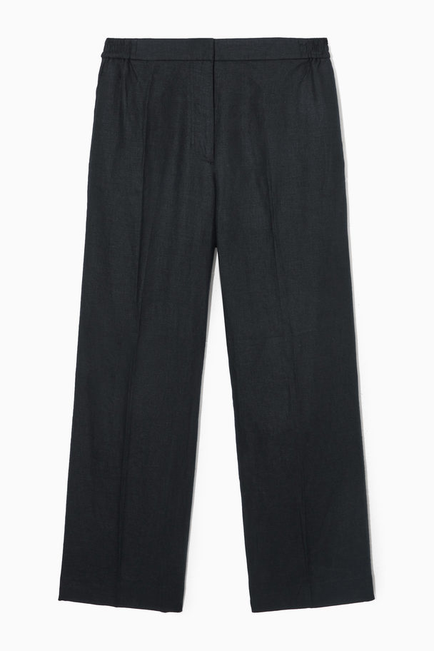 COS Wide-leg Tailored Linen Trousers Dark Navy