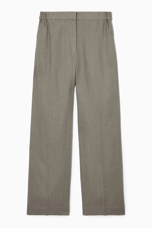 COS Wide-leg Tailored Linen Trousers Stone