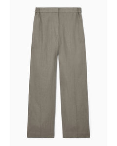 Wide-leg Tailored Linen Trousers Stone