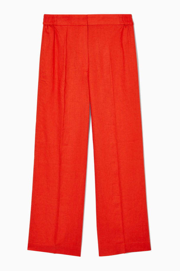 COS Wide-leg Tailored Linen Trousers Bright Orange