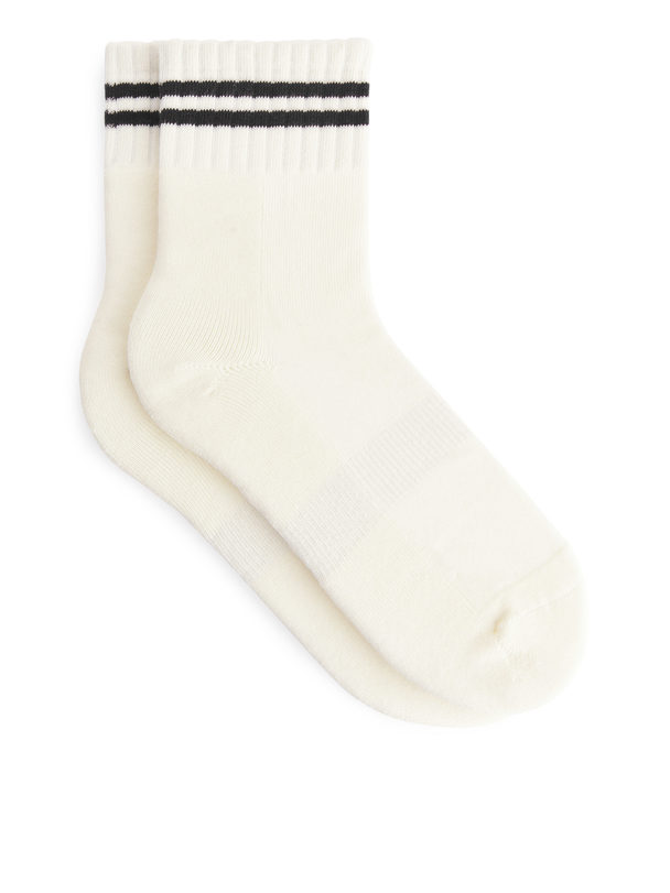 ARKET Ribbed Sport Socks White/black