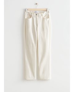 Straight Cropped Trousers White