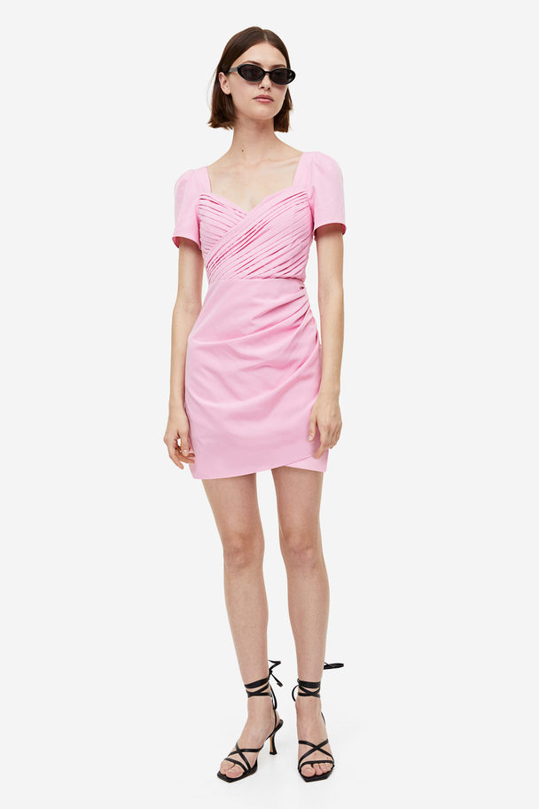 H&M Puff-sleeved Dress Light Pink