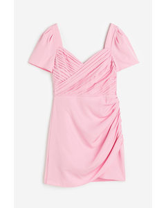 Puff-sleeved Dress Light Pink