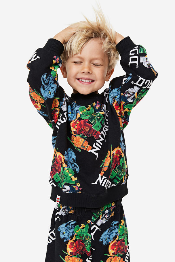 H&M Sweater Met Print Zwart/lego Ninjago