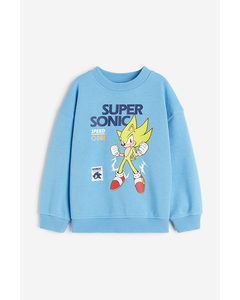 Sweatshirt Med Tryck Blå/sonic The Hedgehog