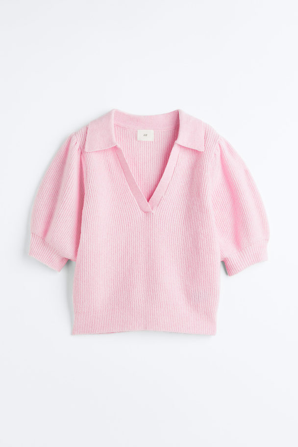 H&M Rib-knit Top Light Pink