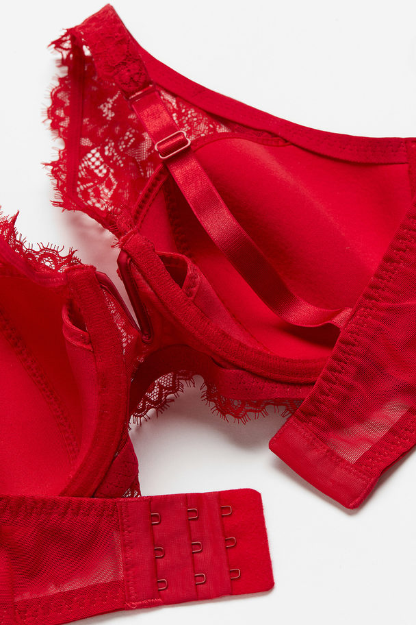 H&M Padded Underwired Lace Bra Red