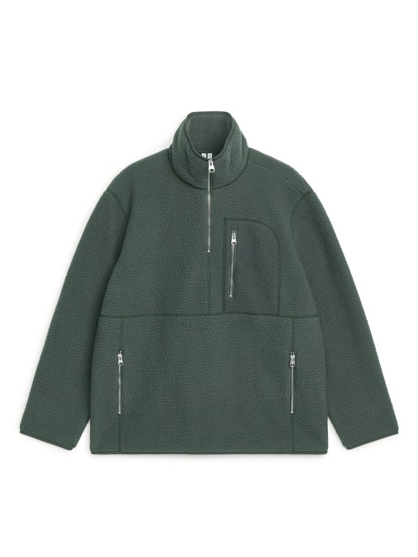 ARKET Fleece-Jacke mit kurzem Reißverschluss Blassgrün