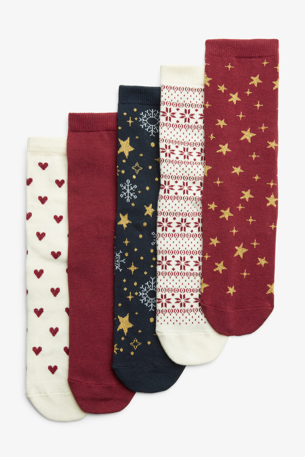 Monki Five-pack Socks Holiday Stars & Hearts