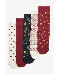 Five-pack Socks Holiday Stars & Hearts