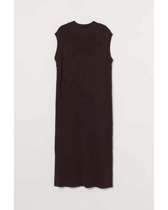 H&M Silk-blend Dress Brown