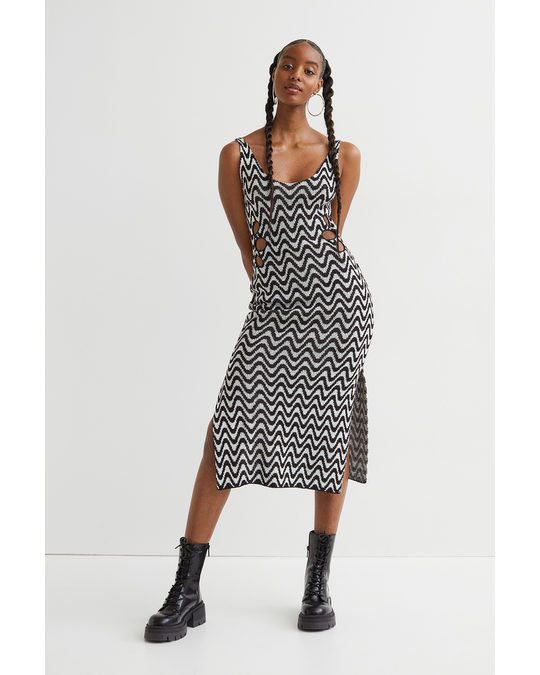 H&M Knitted Dress Black/patterned
