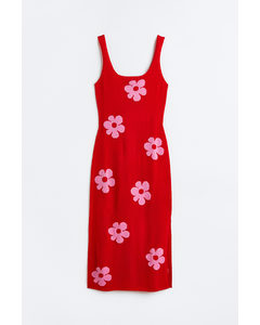 Knitted Dress Red/floral