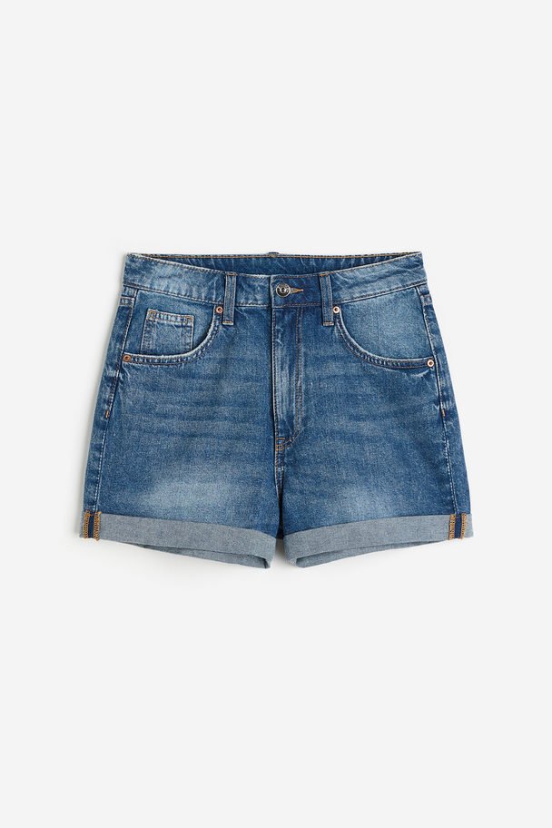 H&M High-waisted Denim Shorts Denim Blue