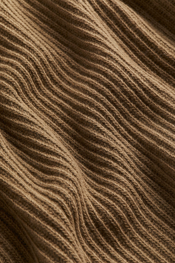 H&M Rib-knit Wool Jumper Khaki Green