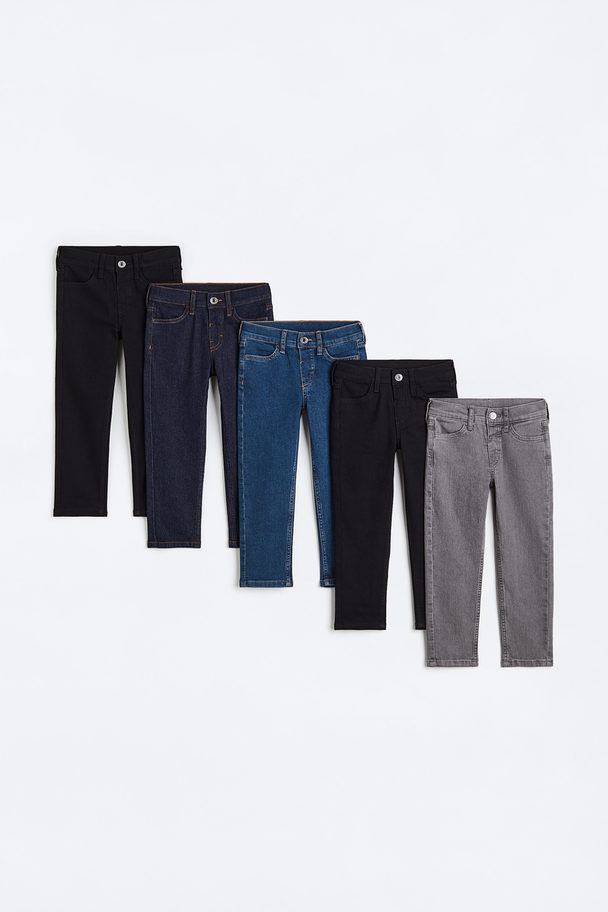 H&M Set Van 5 Slim Fit Jeans Zwart/denimblauw