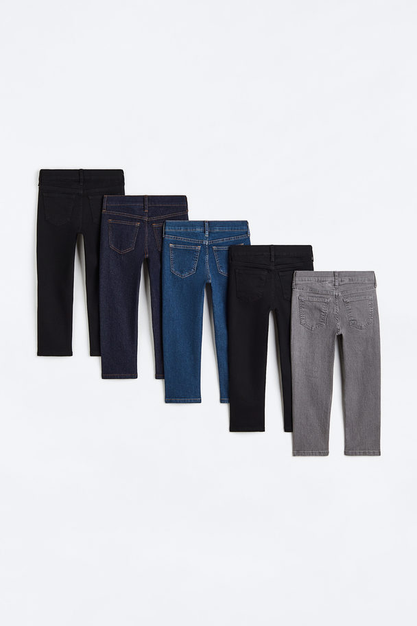 H&M Set Van 5 Slim Fit Jeans Zwart/denimblauw