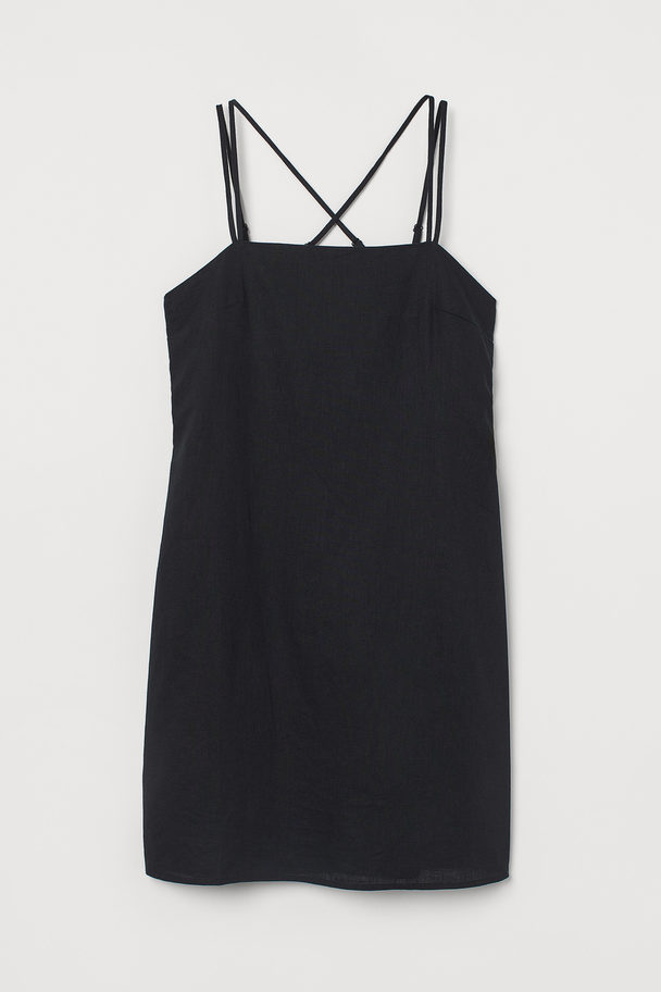 H&M Linen-blend Dress Black