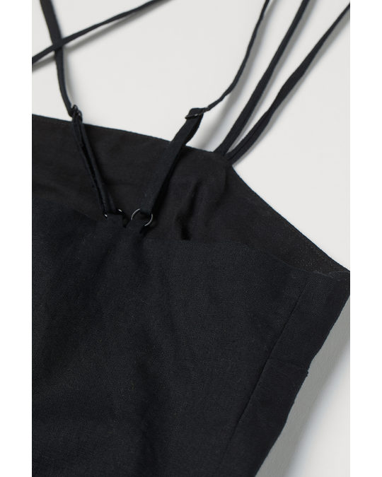 H&M Linen-blend Dress Black