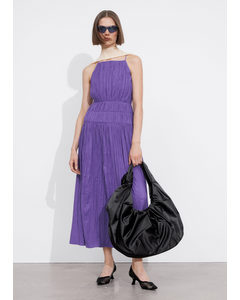 Shirred Sleeveless Midi Dress Purple