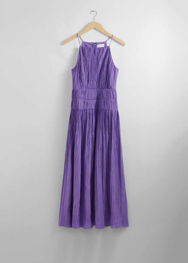 & Other Stories Shirred Sleeveless Midi Dress Purple