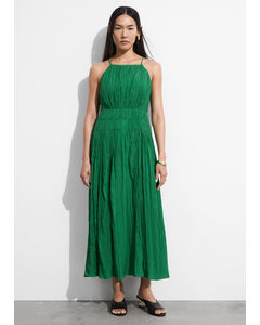 Geplooide Mouwloze Midi-jurk Groen