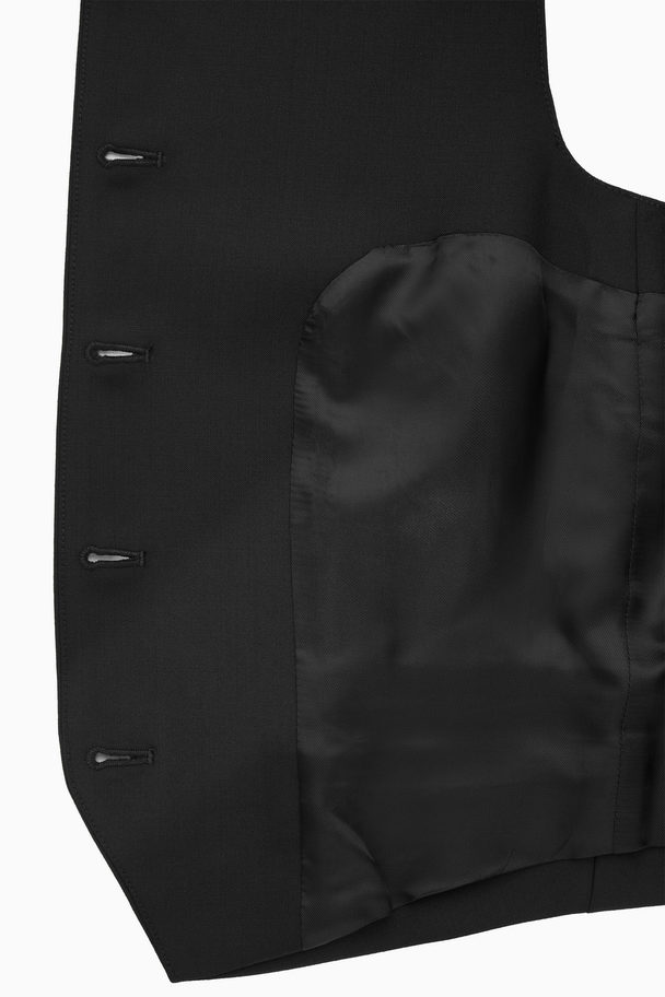 COS Asymmetric Tailored Wool Waistcoat Black