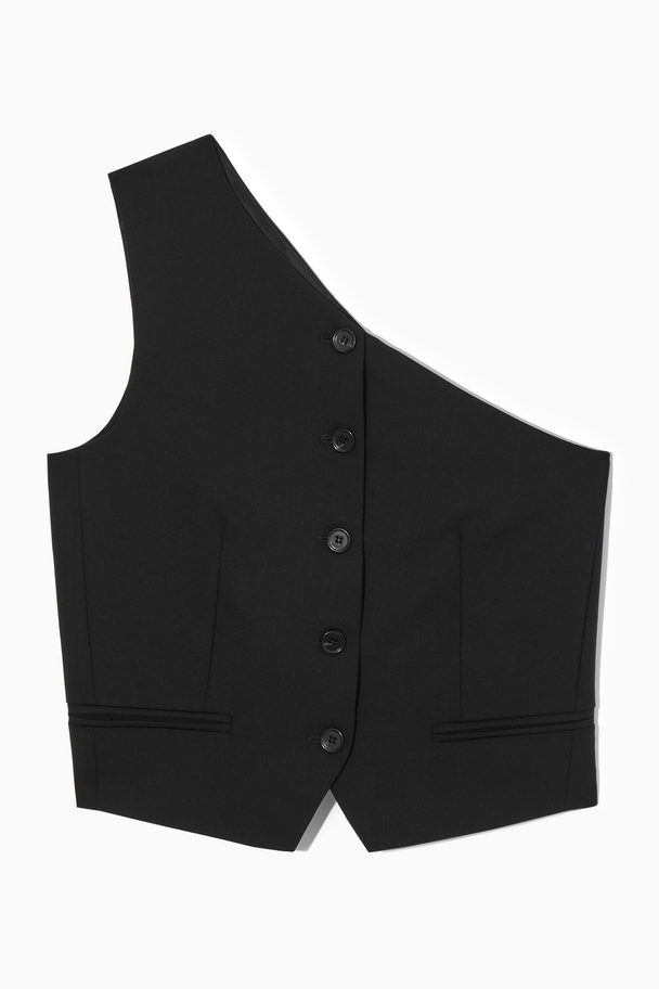 COS Asymmetric Tailored Wool Waistcoat Black