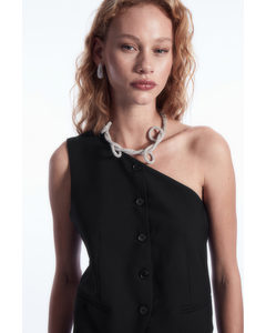 Asymmetric Tailored Wool Waistcoat Black
