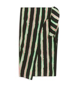 Slå-om-nederdel Med Print Sort/flerfarvet