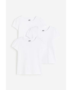 3er-Pack Shirts mit Puffärmeln Weiß