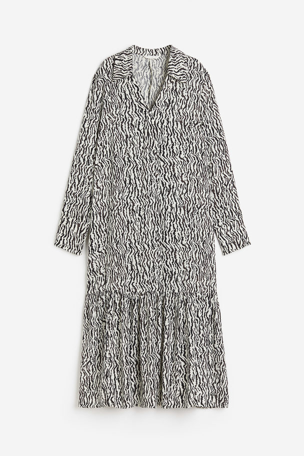 H&M Kleid mit Kragen Cremefarben/Gemustert