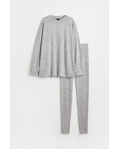Pyjama Top And Leggings Light Grey Marl
